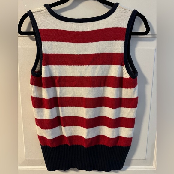 Tommy Hilfiger VTG Striped Red White Blue Star Ribbed Knit Sweater Vest Preppy L - Picture 7 of 9
